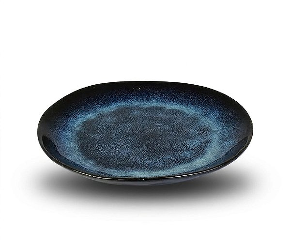 Conjunto com 5 Pratos de Sobremesa Azul Orgânico em Cerâmica 20cm