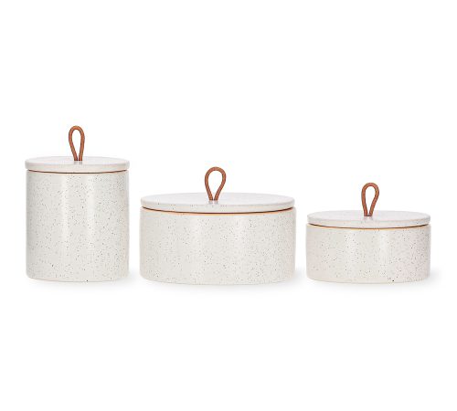 Kit Potes Decorativo em Cerâmica - 3 Peças Branco