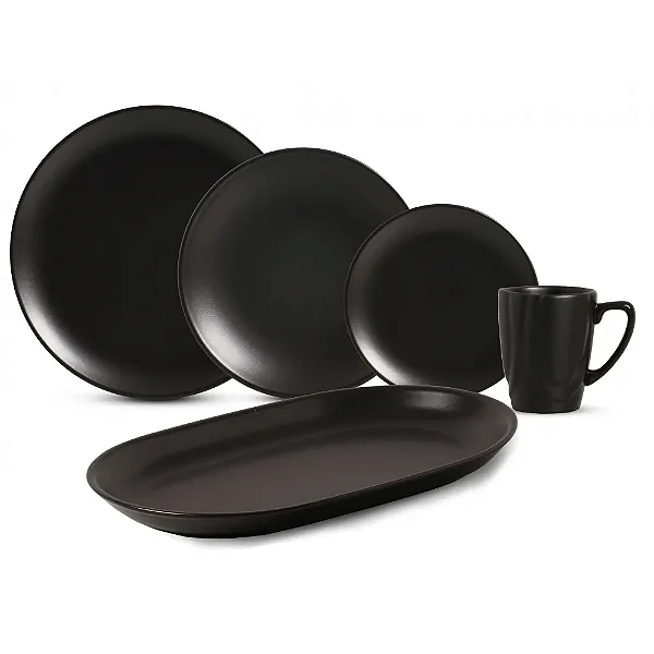 Aparelho de Jantar - 17 Peças Preto acetinado