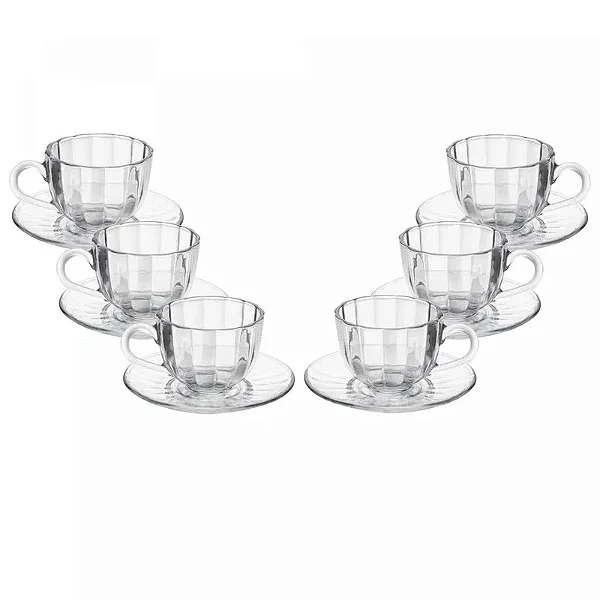 Conjunto 6 Xícaras de Café de Vidro com Pires Pétala 100ml