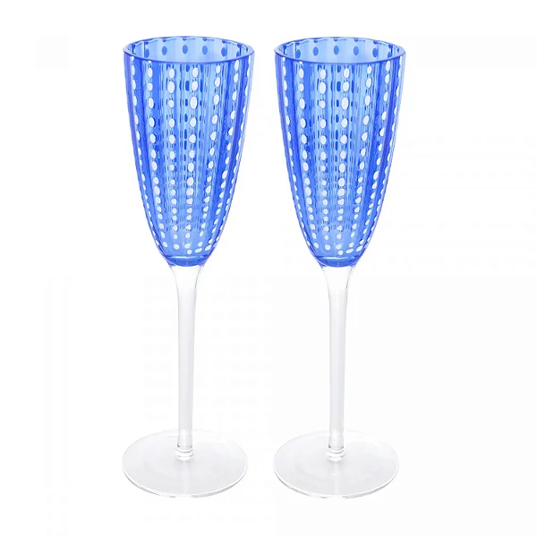 Conjunto 2 Taças de Champagne de Vidro Orquídea Azul 200ml