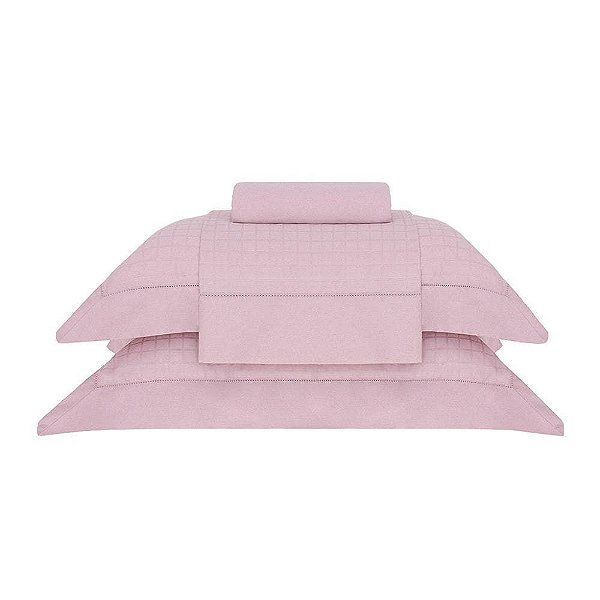 Jogo de Cama King Buddemeyer Damask Square Rosa