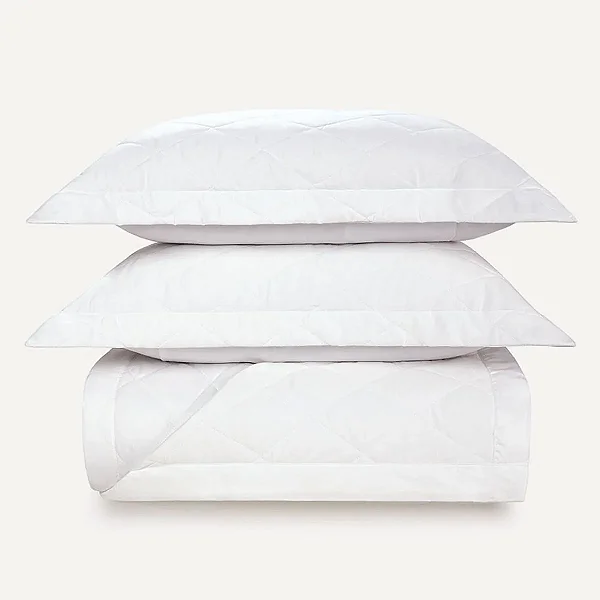 Kit Colcha King 300 Fios Karsten 100% Algodão Bossa Branco 3 peças
