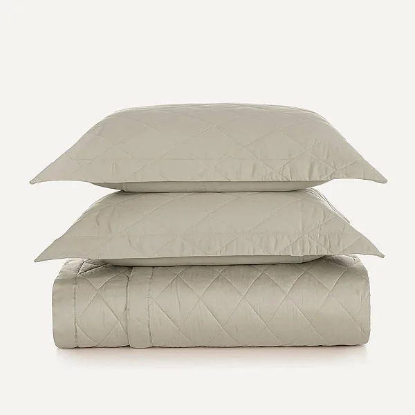 Kit Colcha King 300 Fios Karsten 100% Algodão Bossa Areia 3 peças