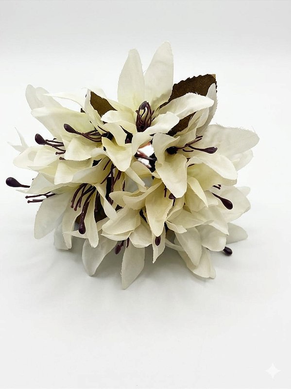 Anel de Guardanapo 4 Peças Auguri Casa Lírio Branco com Flor Decorativa