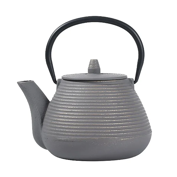 Chaleira De Ferro Canelado Cinza 1L