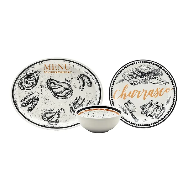 Jogo De Churrasco 6 Peças Menu Do Churrasqueiro