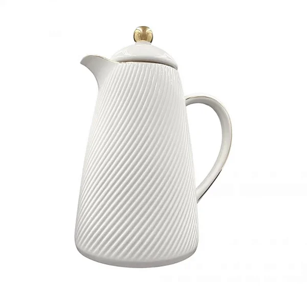 Garrafa Térmica em Porelana Branca 1 Litro com Acabamento Sofisticado