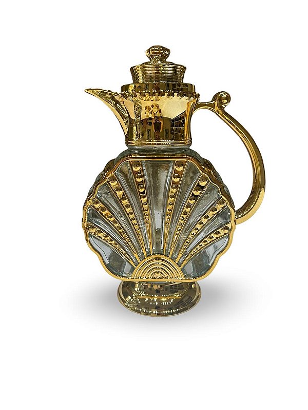 Jarra Árabe Decorativa Dourada 1,5L com Formato de Concha do Mar