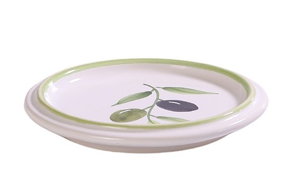 Suporte Redondo Mini Friso Azeitoninhas Kitchen em Cerâmica Decorativa 12cm