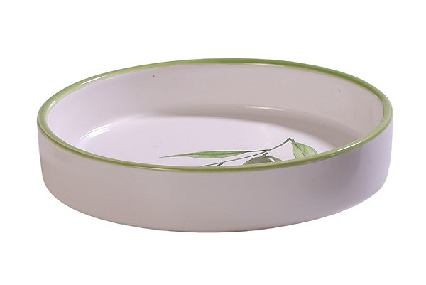 Prato Redondo Cilindro Crisântemo Azeitoninhas Kitchen em Cerâmica Decorativa