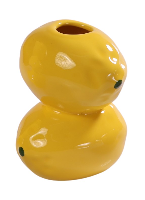 Vaso Limão Duplo Tutti-Frutti em Cerâmica Decorativa Pintada à Mão