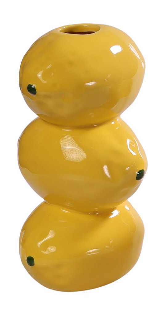 Vaso Limão Triplo em Cerâmica Decorativa Artesanal Pintada à Mão