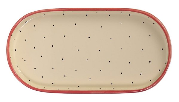 Bandeja Oval Pequena Pitaya Tutti-Frutti em Cerâmica Decorativa Pintada à Mão