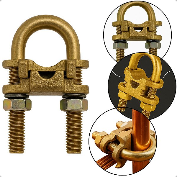 GTU GRAMPO ATERRAMENTO HASTE CONECTOR DUPLO 1/2 - 5/8