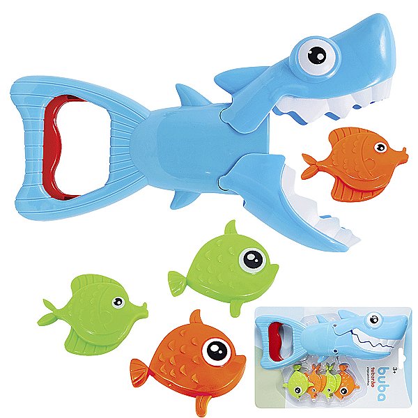 Brinquedo Banho Piscina Água Tubarão Pega Peixinhos Buba