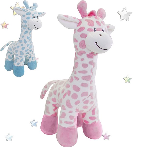Pelúcia Antialérgica Girafinha Macia Bebê Decoração Buba 40cm Cor:Rosa