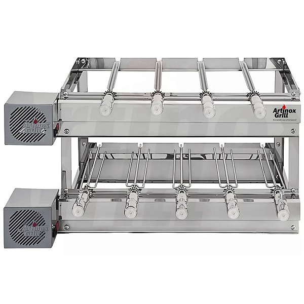Churrasqueira Gira Grill Inox 2 Andares 9 Espetos Cabo inox