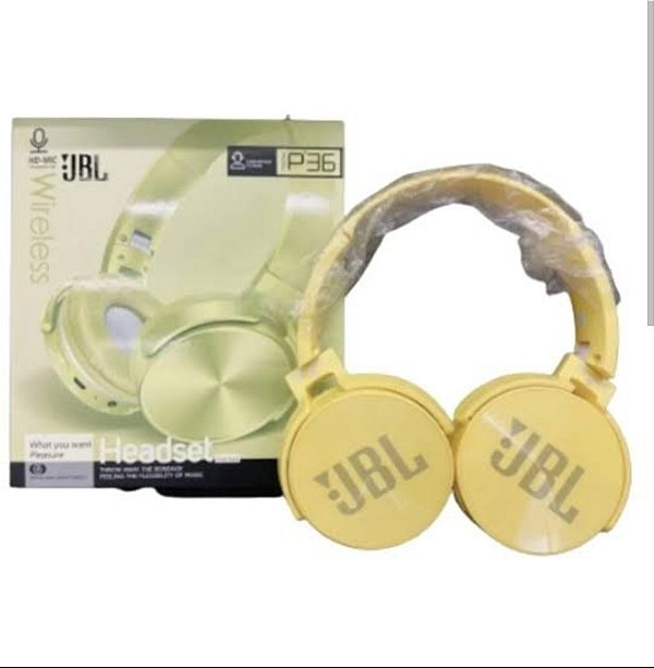 FONE DE OUVIDO BLUETOOTH JBL WIRELESS HEADSET MODEL - P36 AMARELO