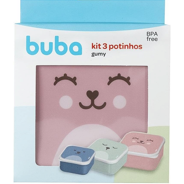 Kit 3 Potinhos Gumy da Buba - Rosa