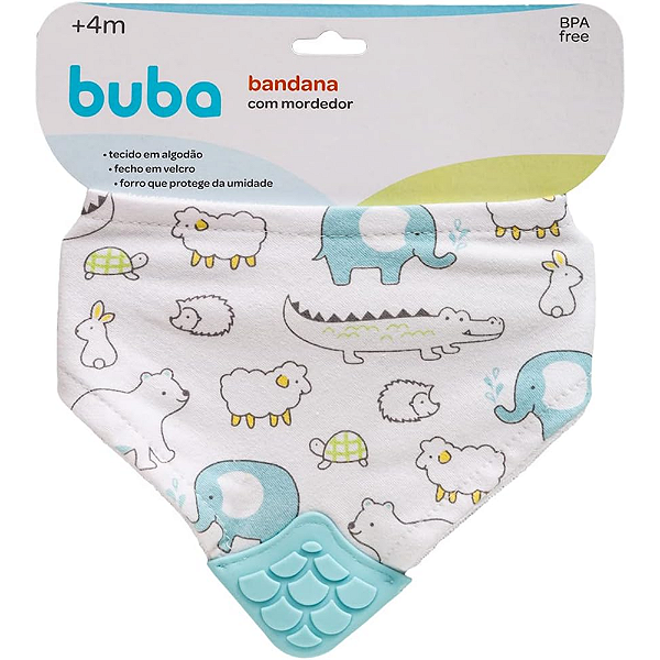Bandana Com Mordedor Da Buba - Animais - Azul