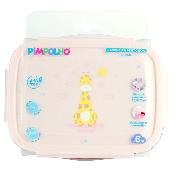 Lancheira Bentô Box 550ml Pimpolho Rosa/Girafa