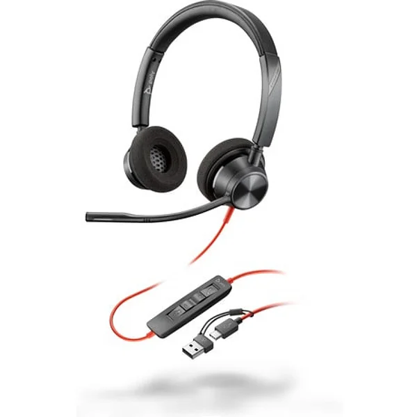 Headset HP Poly Blackwire C3320 USB-C/A Preto - 8X219AA