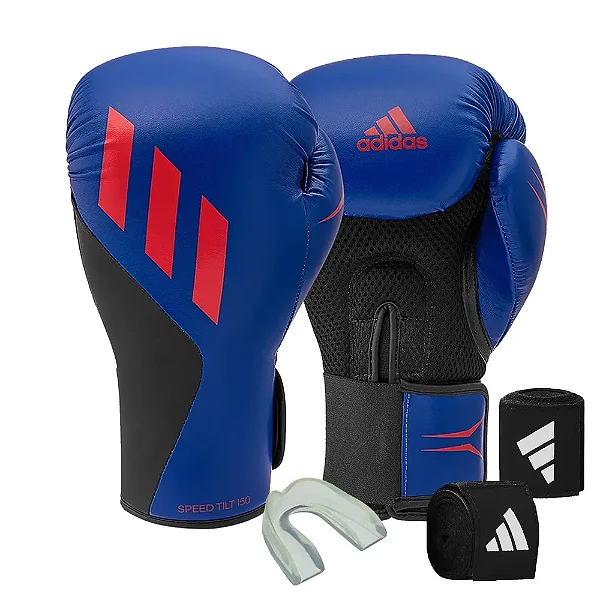 Kit Luva De Boxe Adidas Speed Tilt 150 + Bandagem 2,55m + Protetor Bucal