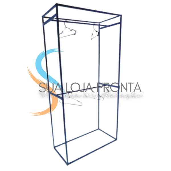Arara Industrial de parede com 2 cabideiros fixos, branco ou preto
