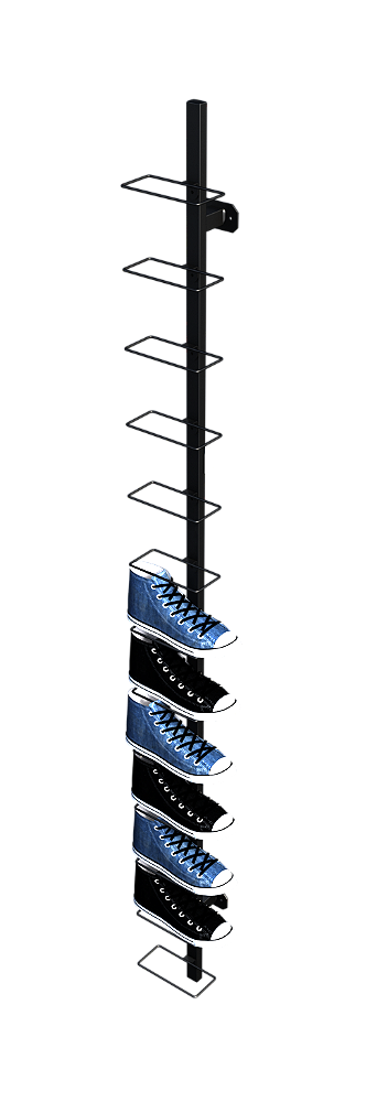 Coluna de Parede com 13 Suportes para Sapatos | Altura 1,98m | Tubo 30x20mm | Estrutura Reforçada