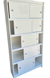 Armário Estante Prateleira com 5 Portas Deslizantes | MDF 15mm – 1,85x0,90x0,32m | Ideal para Loja ou Residência