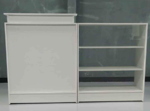 Balcão Caixa Modular com Módulo Fechado e Vitrine | MDF 15mm – 1,70x1,00x0,38m