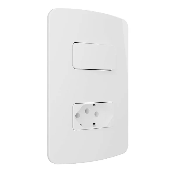 Conjunto Interruptor Simples + Tomada 2P+T 10A 4x2 Branco B3