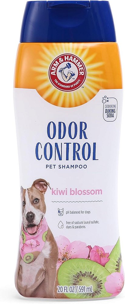 Arm & Hammer Xampu super desodorizante para cães – Shampoo para cães com bicarbonato de sódio Arm & Hammer – Aroma de flor de kiwi, 20 ml, branco