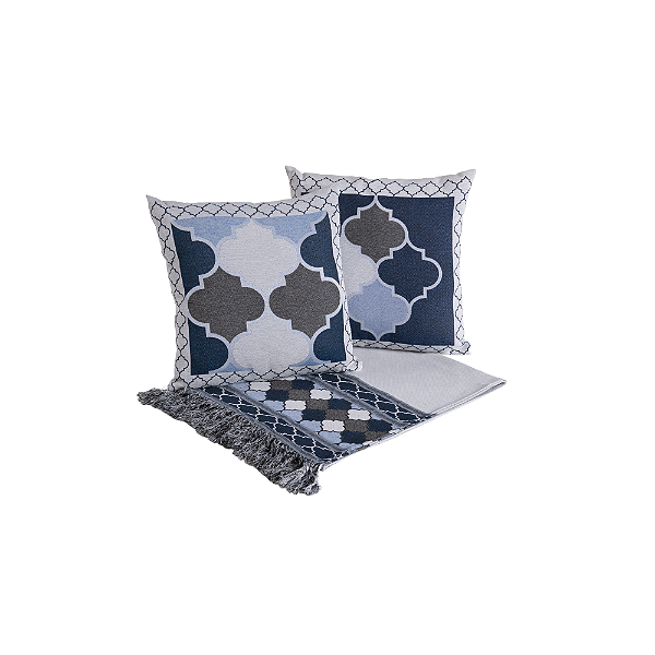 Kit Peseira Grécia 5 Peças King – Tecido Jacquard 60% Algodão / 40% Poliéster + Almofadas com Zíper
