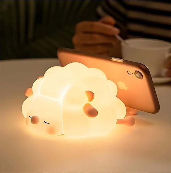 Luminária Infantil LED Ovelha em Silicone com Toque – Recarregável