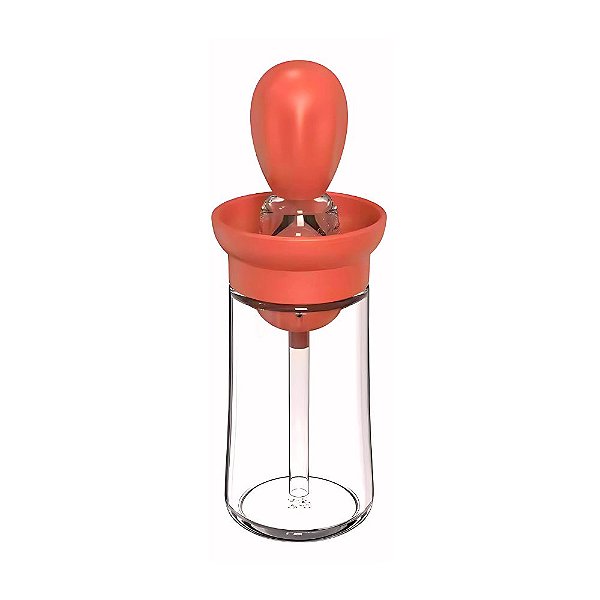 Dispenser de Óleo e Azeite com Escova de Silicone 180ml em Vidro – Cor Salmão | Praticidade e Economia na Sua Cozinha