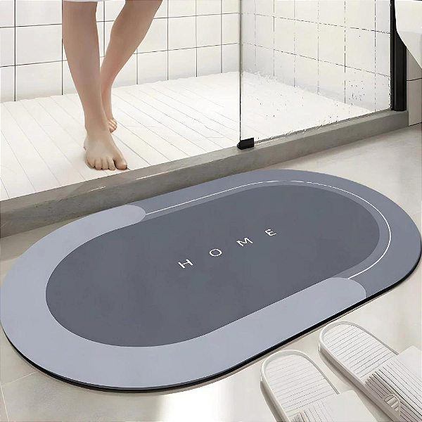 Tapete Oval Antiderrapante para Banheiro 60x40cm – Macio, Absorvente e Seguro