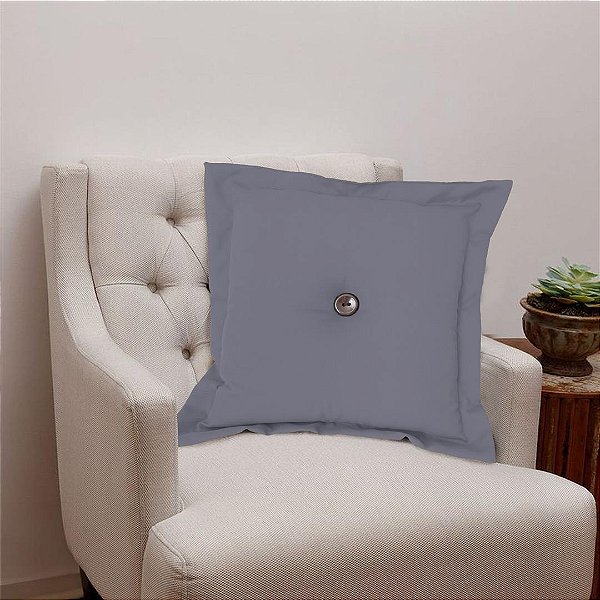 Almofada Decorativa 36x36cm Oxford com Botão Central