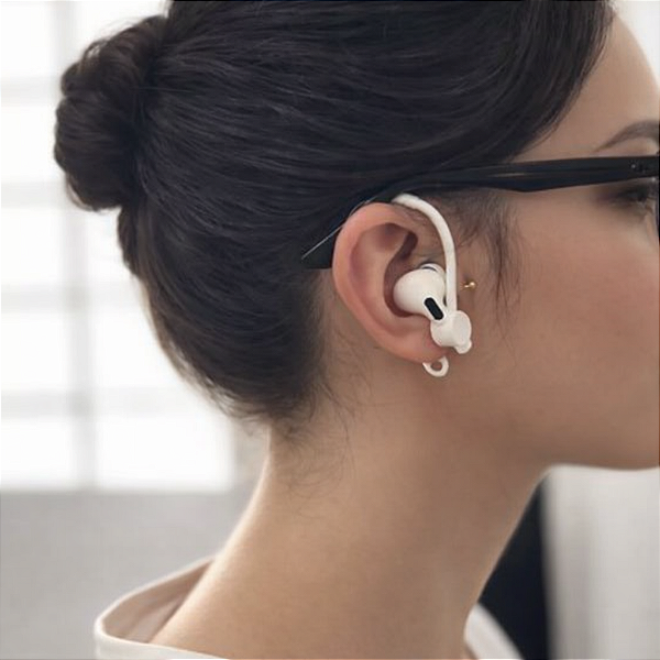 Fixador Suporte de Orelha Anti-Queda para Fone AirPods Cor:Branco