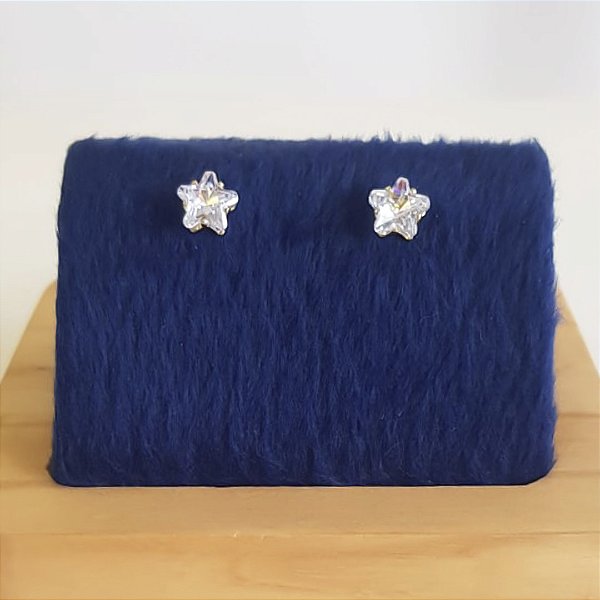 BRINCO PONTO DE LUZ ESTRELA ZIRCÔNICA 8MM BANHADO OURO 18K