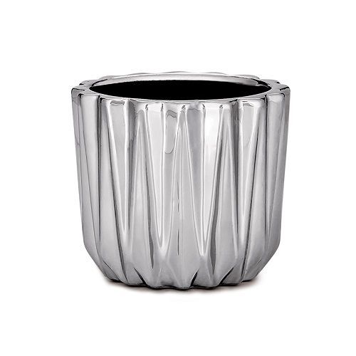 MINI CACHEPOT PRATA EM CERAMICA 7X8X8CM