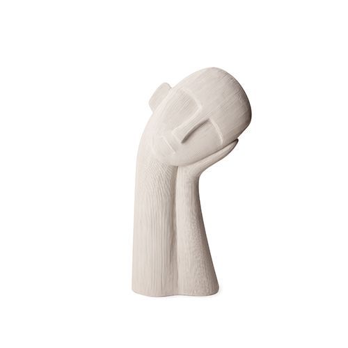 ESCULTURA FACE EM POLIRESINA CINZA 37.5X8X19.5CM