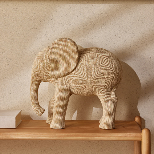 ESCULTURA ELEFANTE EM POLIRESINA BEGE 33X15X34CM