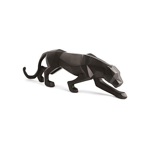 ESCULTURA LEOPARDO EM POLIRESINA  PRETO 13.5X7X43.5CM