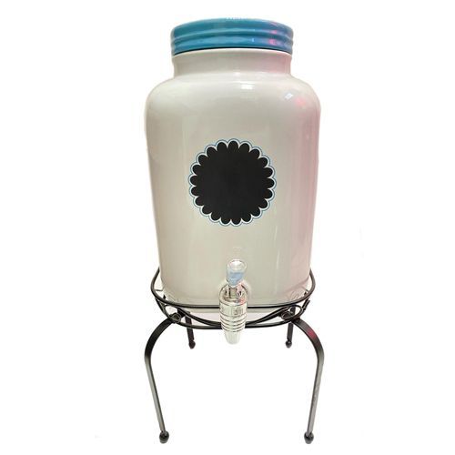 SUQUEIRA DE CERAMICA AZUL / VERMELHA C/ SUPORTE DE FERRO