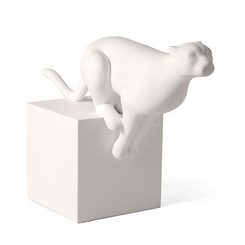 ESCULTURA PANTERA BRANCO 22X12X33CM