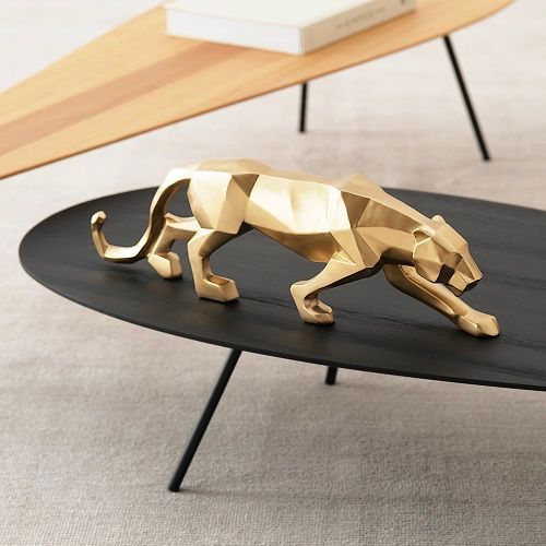 ESCULTURA LEOPARDO DOURADO GRANDE 18x61x9.5CM