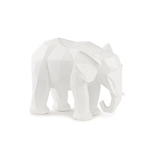 ESCULTURA ELEFANTE EM POLIRESINA BRANCO 20x14x26CM