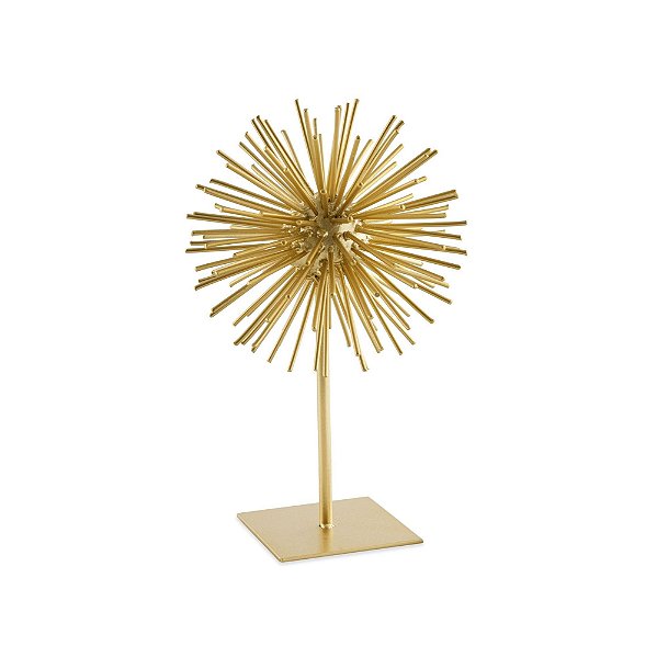 ESCULTURA OURICO DOURADO EM METAL  31.5x20x21CM